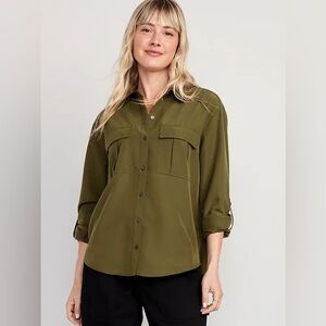 Old Navy Olive Green Women's Button-Up Shirt